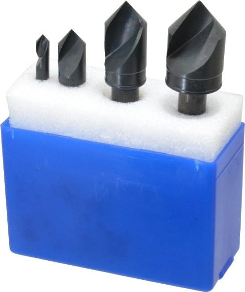 M.A. Ford - 4 Piece, 1/4 to 1" Head Diam, 82° Included Angle, Single End Countersink Set - USA Tool & Supply