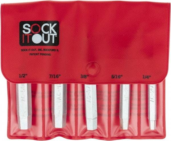 Sock It Out - 5 Piece Socket Head Cap Screw Extractor Set - Screw Range 1/4, 5/16, 3/8, 7/16 & 1/2, 1/4 to 1/2" - USA Tool & Supply