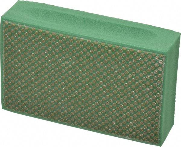 3M - Medium Grade, 250 Grit, Diamond Hand Pad - Green, 2-1/4" Wide x 3-3/4" Long, Coated - USA Tool & Supply