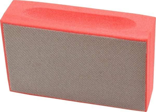 3M - Very Fine Grade, 74 Grit, Diamond Hand Pad - Red, 2-1/4" Wide x 3-3/4" Long, Coated - USA Tool & Supply