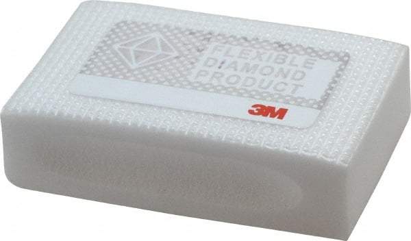 3M - Extra Fine Grade, 20 Grit, Diamond Hand Pad - White, 2-1/4" Wide x 3-3/4" Long, Coated - USA Tool & Supply