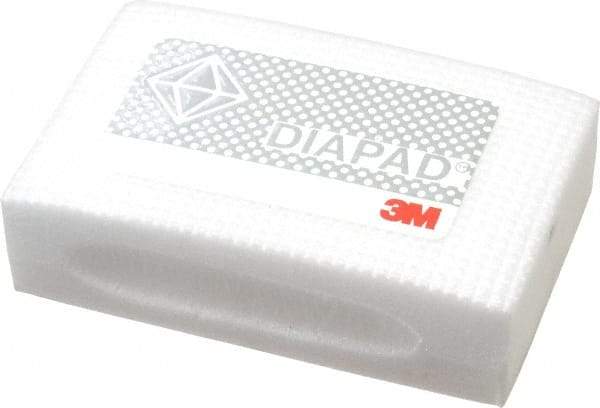 3M - Extra Fine Grade, 30 Grit, Diamond Hand Pad - White & Yellow, 2-1/4" Wide x 3-3/4" Long, Coated - USA Tool & Supply