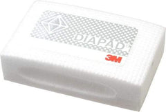 3M - Extra Fine Grade, 30 Grit, Diamond Hand Pad - White & Yellow, 2-1/4" Wide x 3-3/4" Long, Coated - USA Tool & Supply