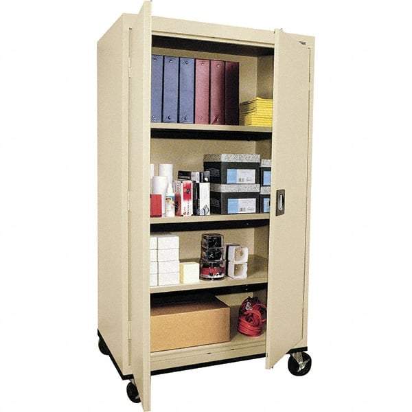 Sandusky Lee - 4 Shelf Mobile Cabinet - 36" Wide x 24" Deep x 66" High, Steel, Putty - USA Tool & Supply