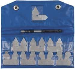Value Collection - 15 Piece, 1/32 to 1/4 Inch Radius, Steel Radius Gage Set - Satin Chrome Coated - USA Tool & Supply