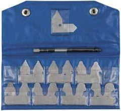 Value Collection - 15 Piece, 1/32 to 1/4 Inch Radius, Steel Radius Gage Set - Satin Chrome Coated - USA Tool & Supply