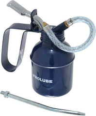 PRO-LUBE - 200 mL Capcity, 6" Long Flexible Spout, Lever-Type Oiler - Brass Pump, Steel Body, Powder Coated - USA Tool & Supply