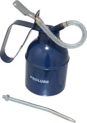 PRO-LUBE - 300 mL Capcity, 6" Long Flexible Spout, Lever-Type Oiler - Brass Pump, Steel Body, Powder Coated - USA Tool & Supply