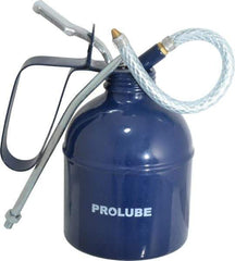 PRO-LUBE - 500 mL Capcity, 7" Long Flexible Spout, Lever-Type Oiler - Brass Pump, Steel Body, Powder Coated - USA Tool & Supply