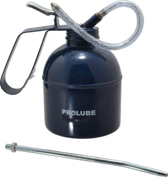 PRO-LUBE - 1,000 mL Capcity, 8" Long Flexible Spout, Lever-Type Oiler - Brass Pump, Steel Body, Powder Coated - USA Tool & Supply