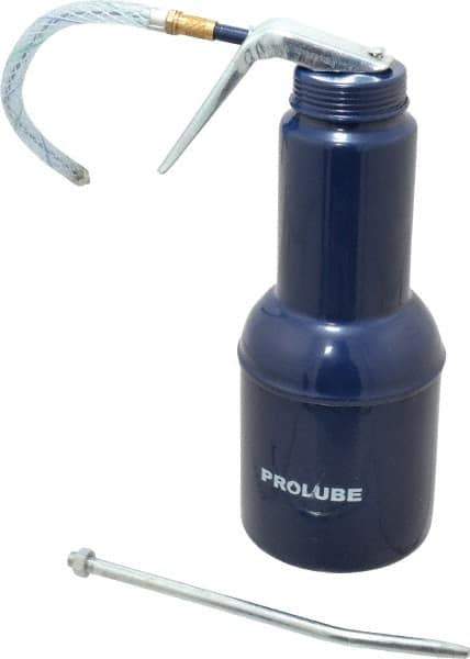 PRO-LUBE - 500 mL Capcity, 6 (Rigid), 7 (Flexible)" Long Flexible/Rigid Spout, Pistol-Grip Oiler - Brass Pump, Steel Body, Powder Coated - USA Tool & Supply