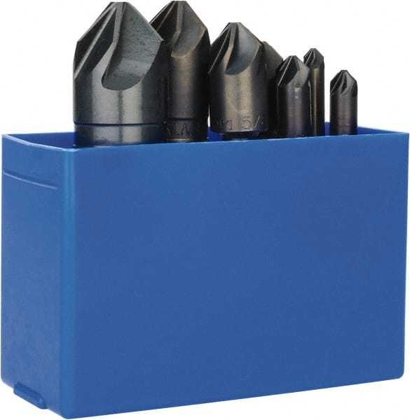 M.A. Ford - 7 Piece, 1/4 to 1" Head Diam, 90° Included Angle, Single End Countersink Set - USA Tool & Supply