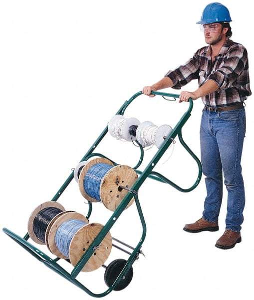 Greenlee - 750 Lb Capacity, 27" Wide x 54-1/2" Long x 26-1/2" High Wire Cart - 5 Slot, 6 Spool, Steel - USA Tool & Supply