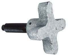 Morton Machine Works - M12x1.75 Lobed Shoulder Dog Point Tip Grade C-12L14 Steel Thumb Screw - 76mm OAL, 63.5mm Head Diam x 38mm Head Height, Black Oxide Finish - USA Tool & Supply