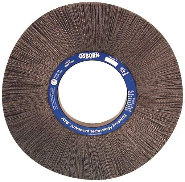 Osborn - 14" OD, 5-1/4" Arbor Hole, Crimped Nylon Wheel Brush - 1" Face Width, 3-5/8" Trim Length, 0.04" Filament Diam, 1,800 RPM - USA Tool & Supply