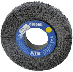 Osborn - 6" OD, 2" Arbor Hole, Crimped Nylon Wheel Brush - 1" Face Width, 1-1/4" Trim Length, 0.028" Filament Diam, 3,600 RPM - USA Tool & Supply