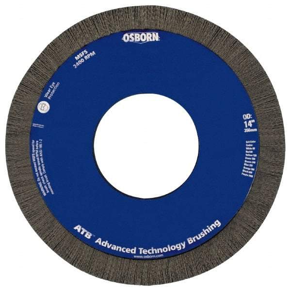 Osborn - 10" OD, 4-1/4" Arbor Hole, Crimped Nylon Wheel Brush - 1" Face Width, 1-1/4" Trim Length, 0.04" Filament Diam, 3,600 RPM - USA Tool & Supply