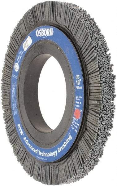 Osborn - 10" OD, 4-1/4" Arbor Hole, Crimped Nylon Wheel Brush - 1" Face Width, 1-1/4" Trim Length, 3,600 RPM - USA Tool & Supply