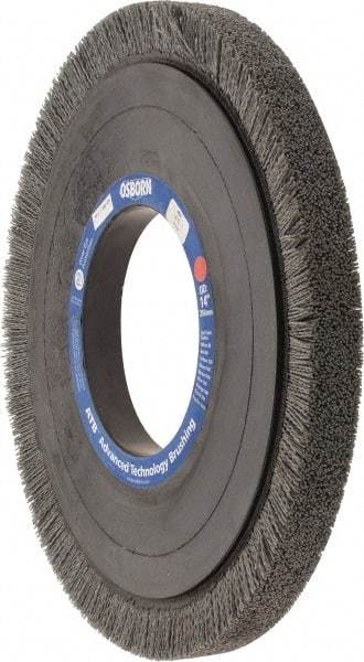 Osborn - 14" OD, 5-1/4" Arbor Hole, Crimped Nylon Wheel Brush - 1" Face Width, 1-1/4" Trim Length, 0.04" Filament Diam, 1,800 RPM - USA Tool & Supply