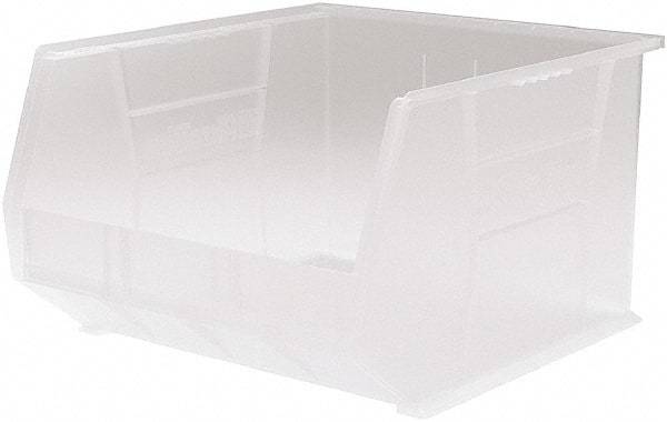 Akro-Mils - 75 Lb. Load Capacity, 18" Deep, Clear Polymer Hopper Stacking Bin - 11" High x 16-1/2" Wide x 18" Long - USA Tool & Supply