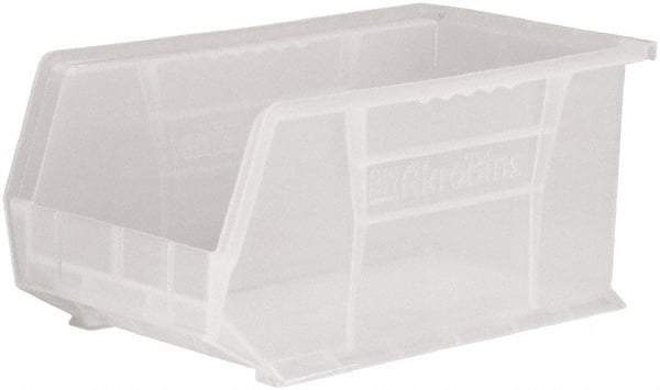 Akro-Mils - 60 Lb. Load Capacity, 14-3/4" Deep, Clear Polymer Hopper Stacking Bin - 7" High x 8-1/4" Wide x 14-3/4" Long - USA Tool & Supply