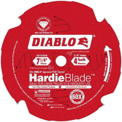 Freud - 7-1/4" Diam, 5/8" Arbor Hole Diam, 4 Tooth Wet & Dry Cut Saw Blade - Carbide-Tipped, Standard Round Arbor - USA Tool & Supply