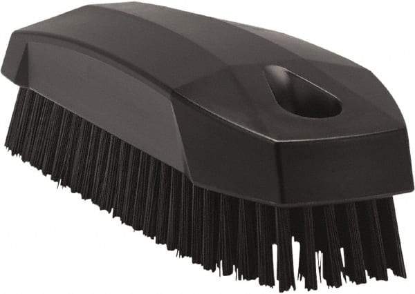 Vikan - 0.7" Bristle Length, Polyester Scrub Brush - 1-1/2" Wide Head, 4-1/2" OAL, Black, Polypropylene Block - USA Tool & Supply