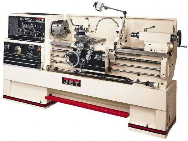 Jet - 16" Swing, 60" Between Centers, 230/460 Volt, Triple Phase Engine Lathe - 7MT Taper, 7-1/2 hp, 25 to 1,800 RPM, 3-1/8" Bore Diam, 44" Deep x 66" High x 115-1/2" Long - USA Tool & Supply