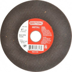 Made in USA - 6" 60 Grit Aluminum Oxide Cutoff Wheel - 0.045" Thick, 7/8" Arbor, 10,186 Max RPM, Use with Circular Saws - USA Tool & Supply