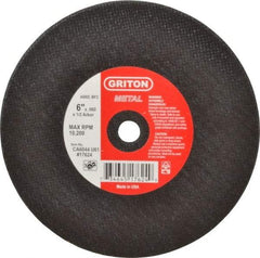Made in USA - 6" 60 Grit Aluminum Oxide Cutoff Wheel - 0.06" Thick, 1/2" Arbor, 10,186 Max RPM, Use with Circular Saws - USA Tool & Supply