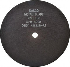 Made in USA - 8" 60 Grit Aluminum Oxide Cutoff Wheel - 1/32" Thick, 5/8" Arbor, 8,000 Max RPM, Use with Stationary Tools - USA Tool & Supply