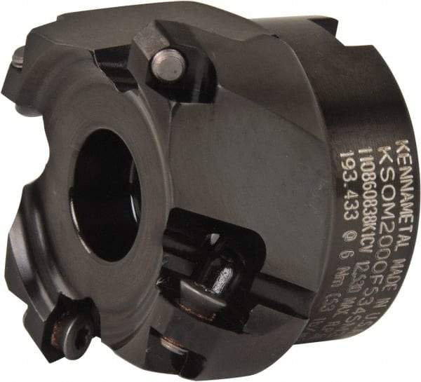 Kennametal - 2" Cut Diam, 3/4" Arbor Hole, 3.5mm Max Depth of Cut, 43° Indexable Chamfer & Angle Face Mill - 4 Inserts, OF.T 06L5... Insert, Right Hand Cut, 4 Flutes, Series KSOM Mini - USA Tool & Supply