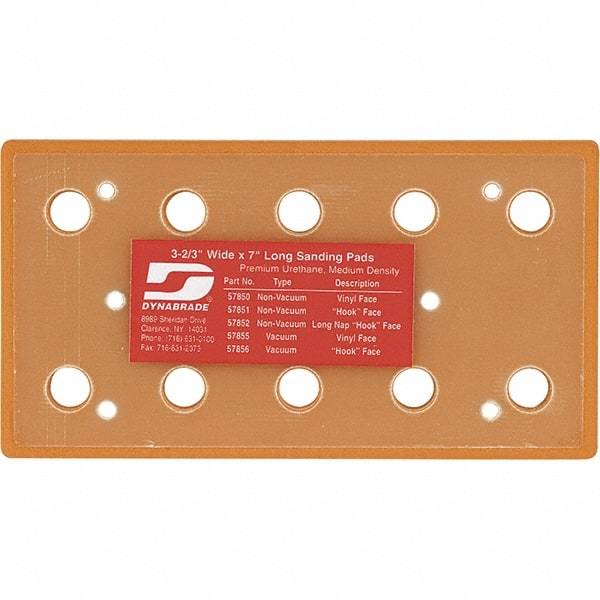 Dynabrade - 177.8 x 93.13mm Rectangular Adhesive/PSA Backing Pad - Screw Attachment, Vacuum Pad with Channel, 3/8" Thick, Medium Density - USA Tool & Supply