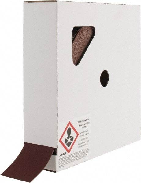 Tru-Maxx - 2" x 50 Yd 220 Grit Aluminum Oxide Cloth Roll - Very Fine Grade, J Weighted Backing - USA Tool & Supply