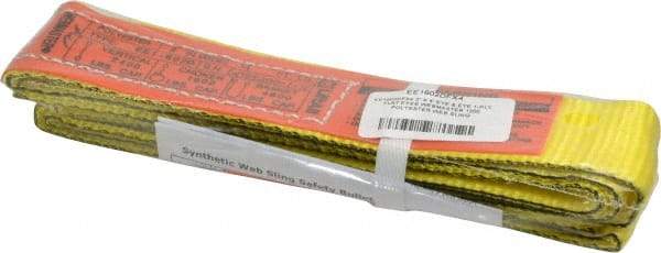 Lift-All - 4' Long x 2" Wide, 2,400 Lb Vertical Capacity, 1 Ply, Nylon Web Sling - 1,900 Lb Choker Capacity, Yellow - USA Tool & Supply