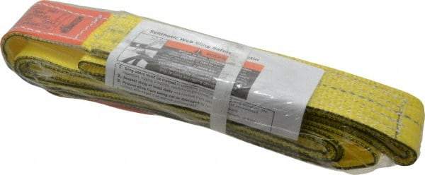Lift-All - 7' Long x 2" Wide, 2,400 Lb Vertical Capacity, 1 Ply, Nylon Web Sling - 1,900 Lb Choker Capacity, Yellow - USA Tool & Supply