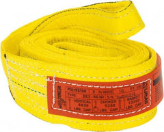 Lift-All - 10' Long x 3" Wide, 6,600 Lb Vertical Capacity, 2 Ply, Nylon Web Sling - 5,200 Lb Choker Capacity, Yellow - USA Tool & Supply