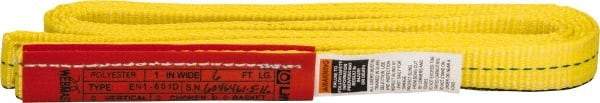Lift-All - 6' Long x 1" Wide, 2,400 Lb Vertical Capacity, 1 Ply, Polyester Web Sling - 1,900 Lb Choker Capacity, Yellow - USA Tool & Supply