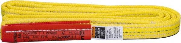 Lift-All - 4' Long x 1" Wide, 4,800 Lb Vertical Capacity, 2 Ply, Nylon Web Sling - 3,800 Lb Choker Capacity, Yellow - USA Tool & Supply