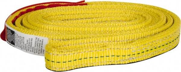 Lift-All - 6' Long x 1" Wide, 4,800 Lb Vertical Capacity, 2 Ply, Nylon Web Sling - 3,800 Lb Choker Capacity, Yellow - USA Tool & Supply