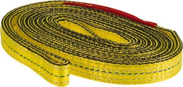 Lift-All - 8' Long x 1" Wide, 4,800 Lb Vertical Capacity, 2 Ply, Nylon Web Sling - 3,800 Lb Choker Capacity, Yellow - USA Tool & Supply