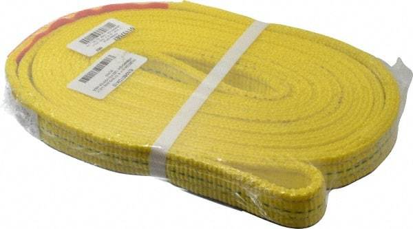 Lift-All - 10' Long x 1" Wide, 4,800 Lb Vertical Capacity, 2 Ply, Nylon Web Sling - 3,800 Lb Choker Capacity, Yellow - USA Tool & Supply