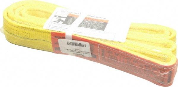 Lift-All - 4' Long x 2" Wide, 9,600 Lb Vertical Capacity, 2 Ply, Nylon Web Sling - 7,700 Lb Choker Capacity, Yellow - USA Tool & Supply