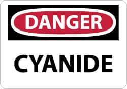 NMC - "Danger - Cyanide", 10" Long x 14" Wide, Pressure-Sensitive Vinyl Safety Sign - Rectangle, 0.004" Thick, Use for Hazardous Materials - USA Tool & Supply
