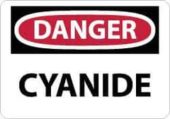NMC - "Danger - Cyanide", 10" Long x 14" Wide, Pressure-Sensitive Vinyl Safety Sign - Rectangle, 0.004" Thick, Use for Hazardous Materials - USA Tool & Supply