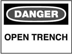 NMC - "Danger - Open Trench", 10" Long x 14" Wide, Aluminum Safety Sign - Rectangle, 0.04" Thick, Use for Accident Prevention - USA Tool & Supply
