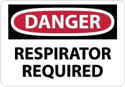 NMC - "Danger - Respirator Required", 10" Long x 14" Wide, Aluminum Safety Sign - Rectangle, 0.04" Thick, Use for Accident Prevention - USA Tool & Supply