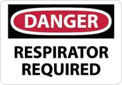 NMC - "Danger - Respirator Required", 7" Long x 10" Wide, Rigid Plastic Safety Sign - Rectangle, 0.05" Thick, Use for Accident Prevention - USA Tool & Supply