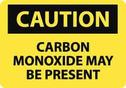 NMC - "Caution - Carbon Monoxide May Be Present", 10" Long x 14" Wide, Rigid Plastic Safety Sign - Rectangle, 0.05" Thick, Use for Hazardous Materials - USA Tool & Supply
