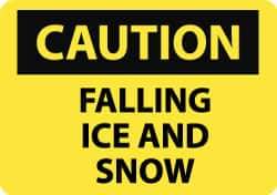 NMC - "Caution - Falling Ice and Snow", 10" Long x 14" Wide, Aluminum Safety Sign - Rectangle, 0.04" Thick, Use for Accident Prevention - USA Tool & Supply